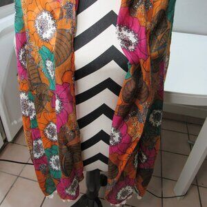 Fossil lightweight Scarf Floral Print Boho Hippie Fairy Gypsy Whimsical 19x68''